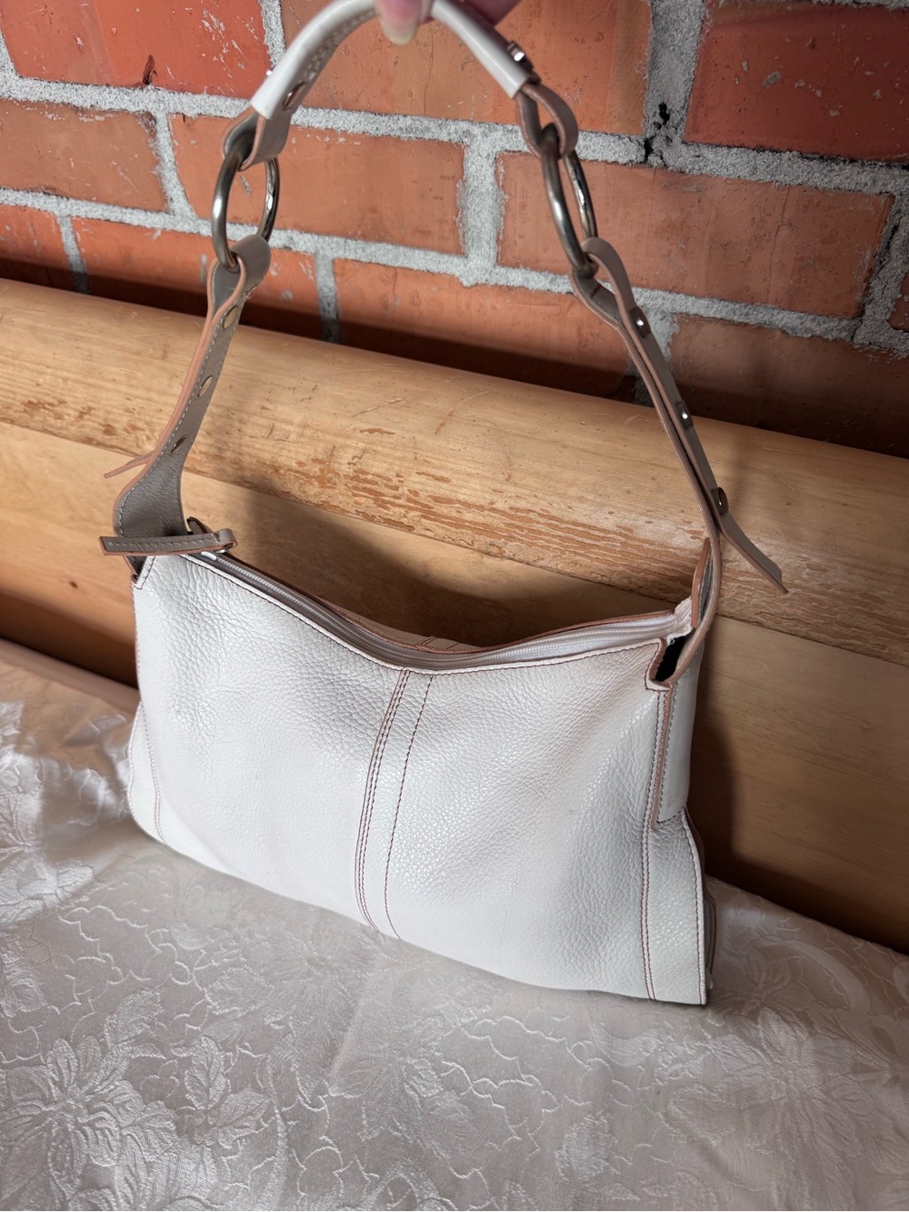 Kenneth-Cole Bone Leather Shoulder Bag
